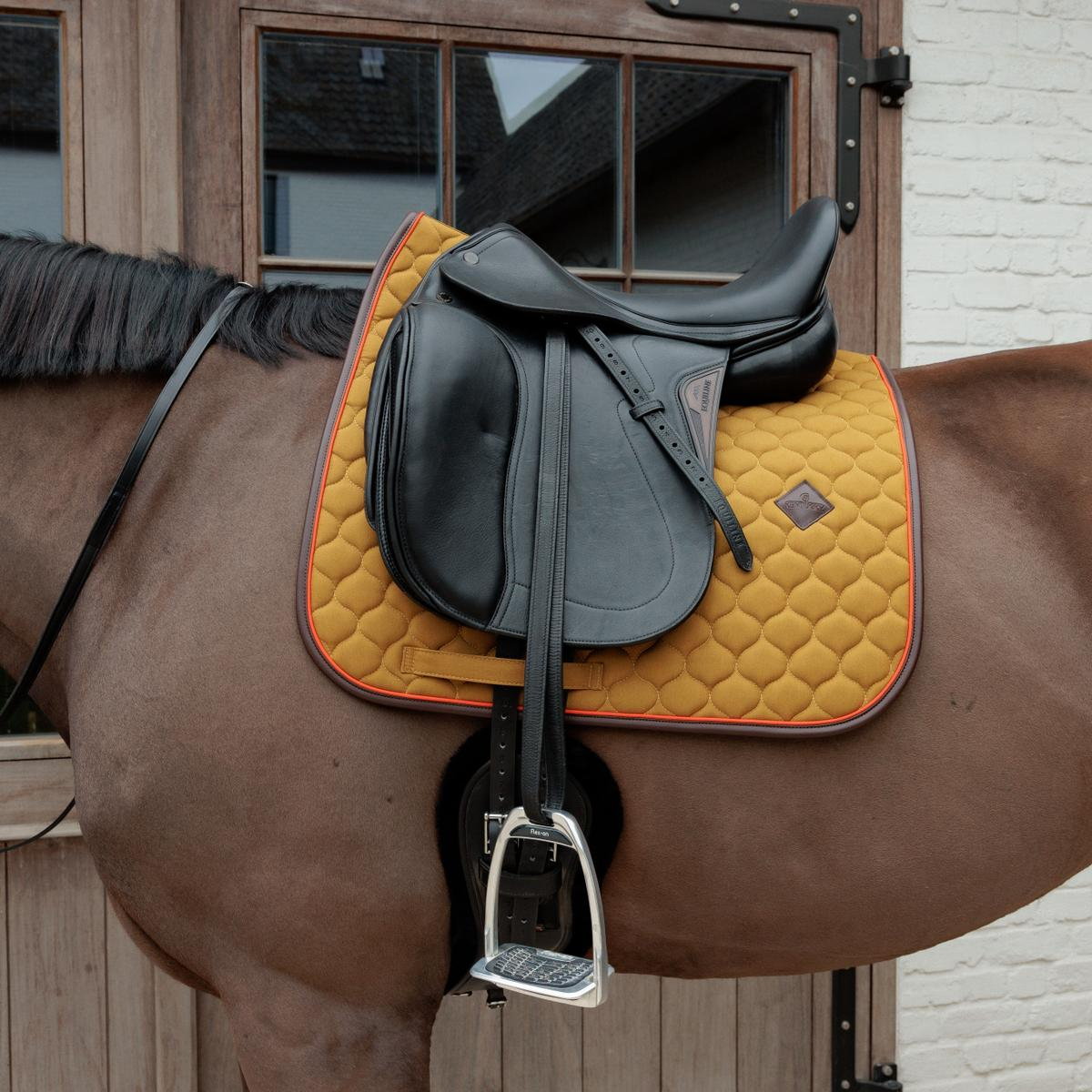 Kentucky Horsewear Saddle Pad Onion Quilt Neon Leather Dressage