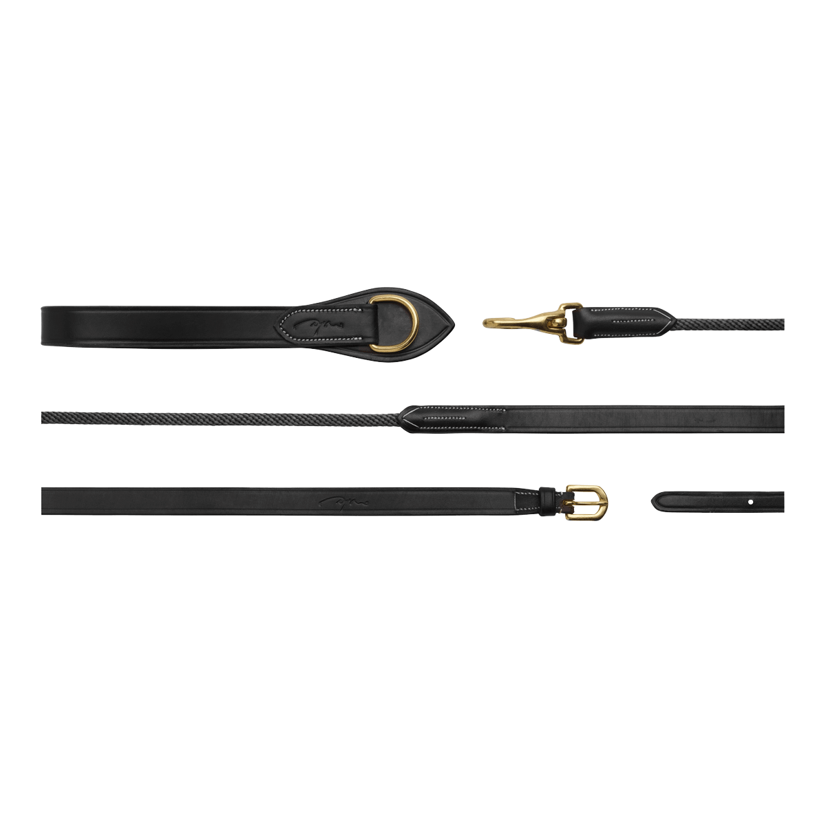 Dy'on D Collection Leather/Nylon Draw Reins 5/8"