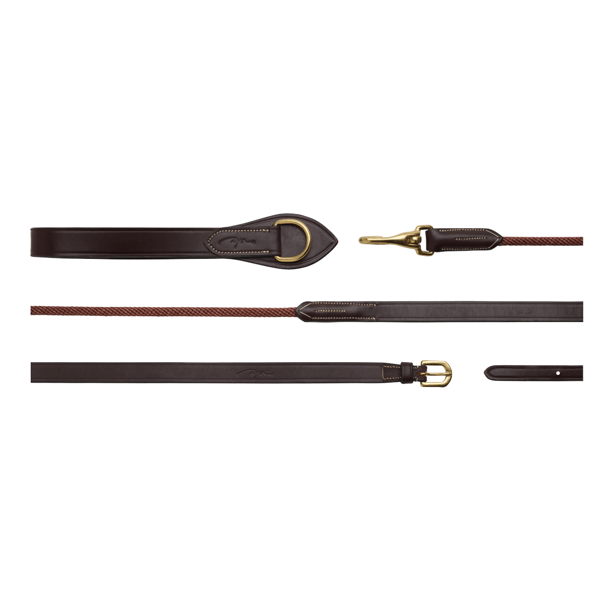 Dy'on D Collection Leather/Nylon Draw Reins 5/8"