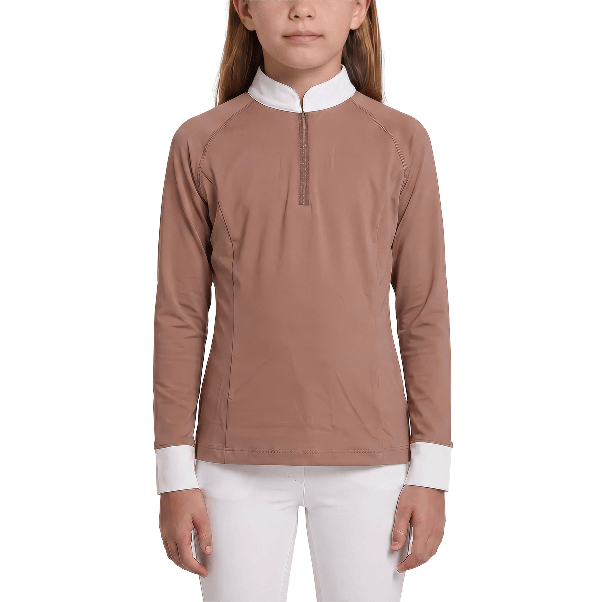 Kentucky Horsewear Show Shirt Girls Classic Long Sleeve Glitter Zipper