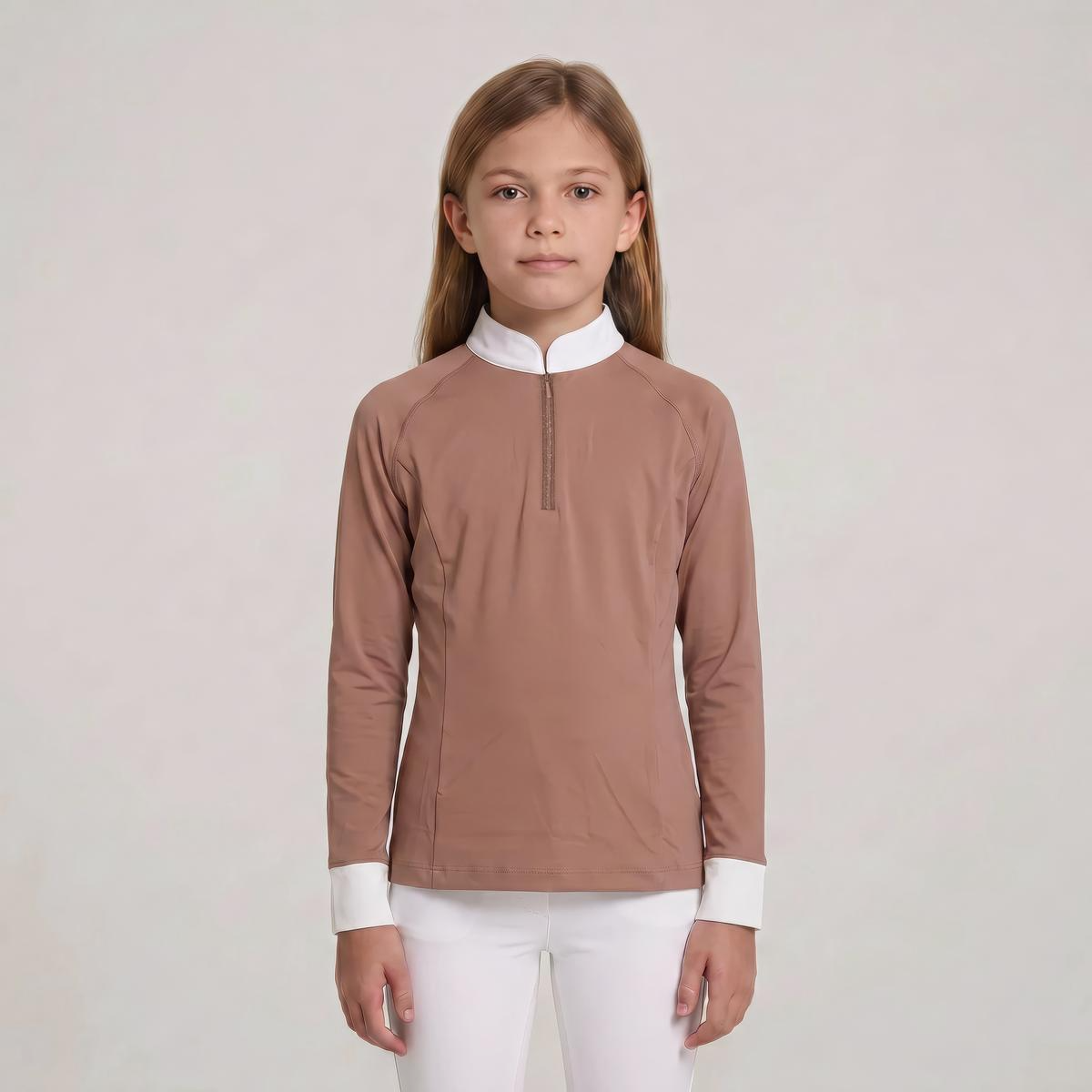 Kentucky Horsewear Show Shirt Girls Classic Long Sleeve Glitter Zipper