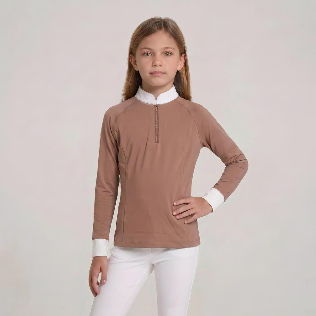 Kentucky Horsewear Show Shirt Girls Classic Long Sleeve Glitter Zipper