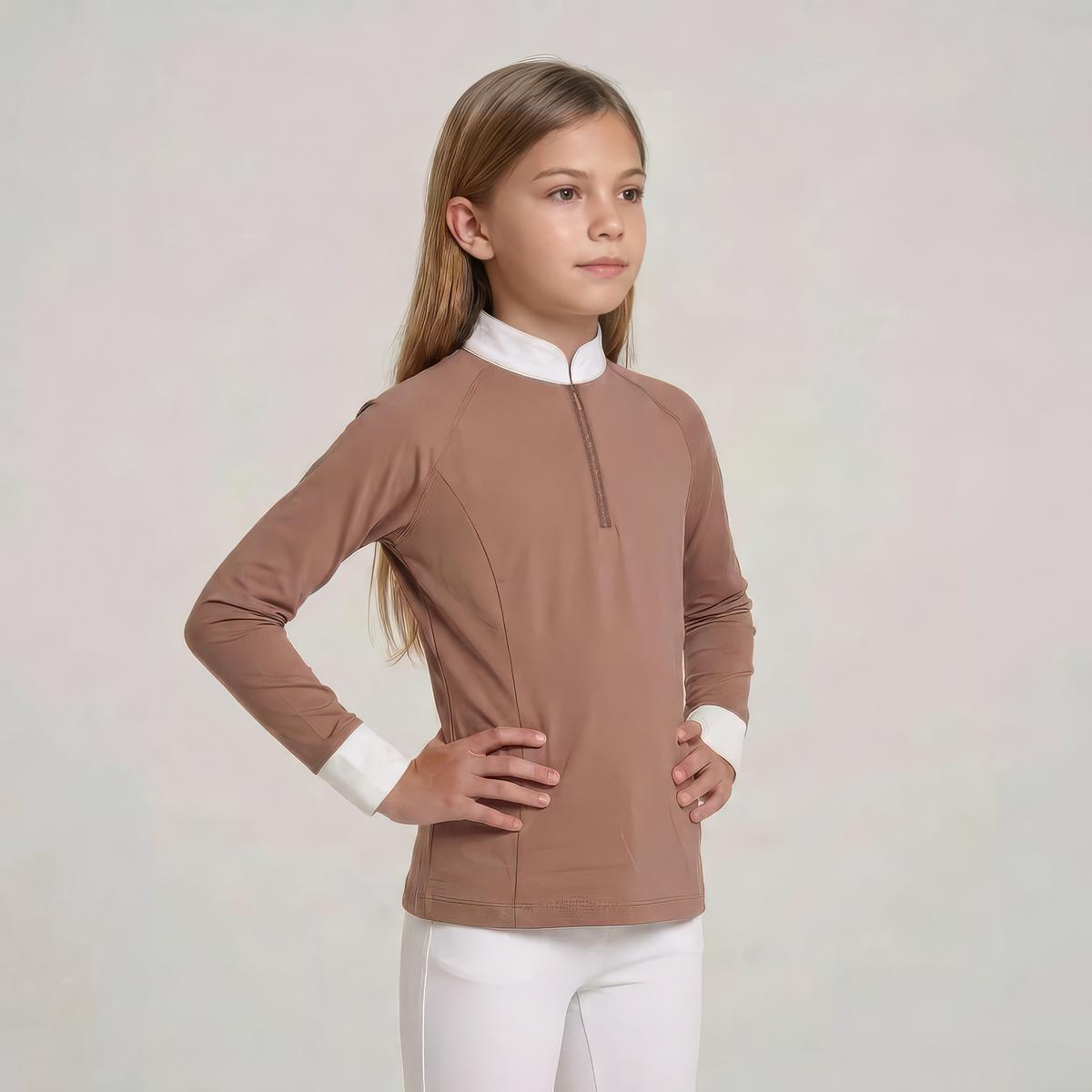 Kentucky Horsewear Show Shirt Girls Classic Long Sleeve Glitter Zipper