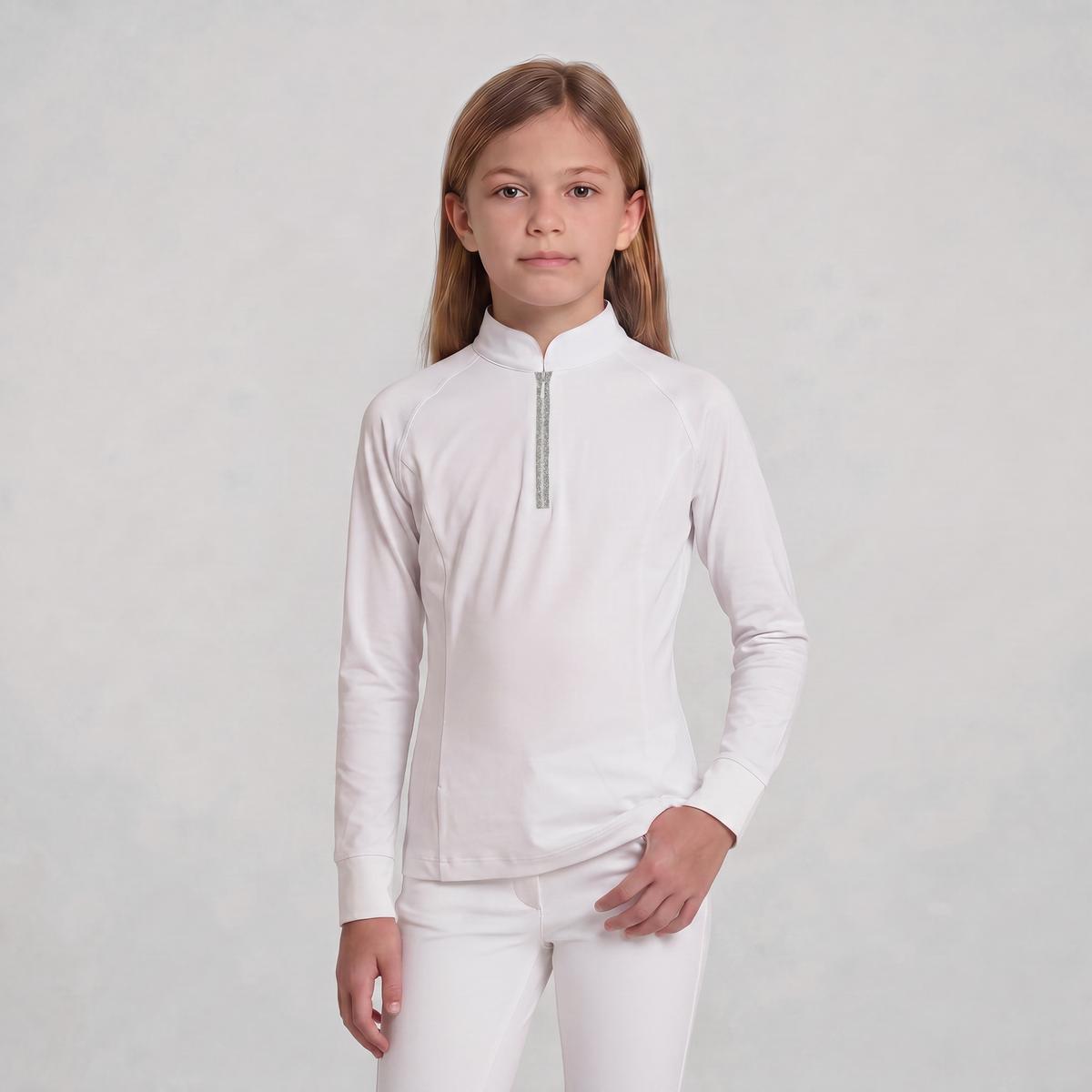 Kentucky Horsewear Show Shirt Girls Classic Long Sleeve Glitter Zipper
