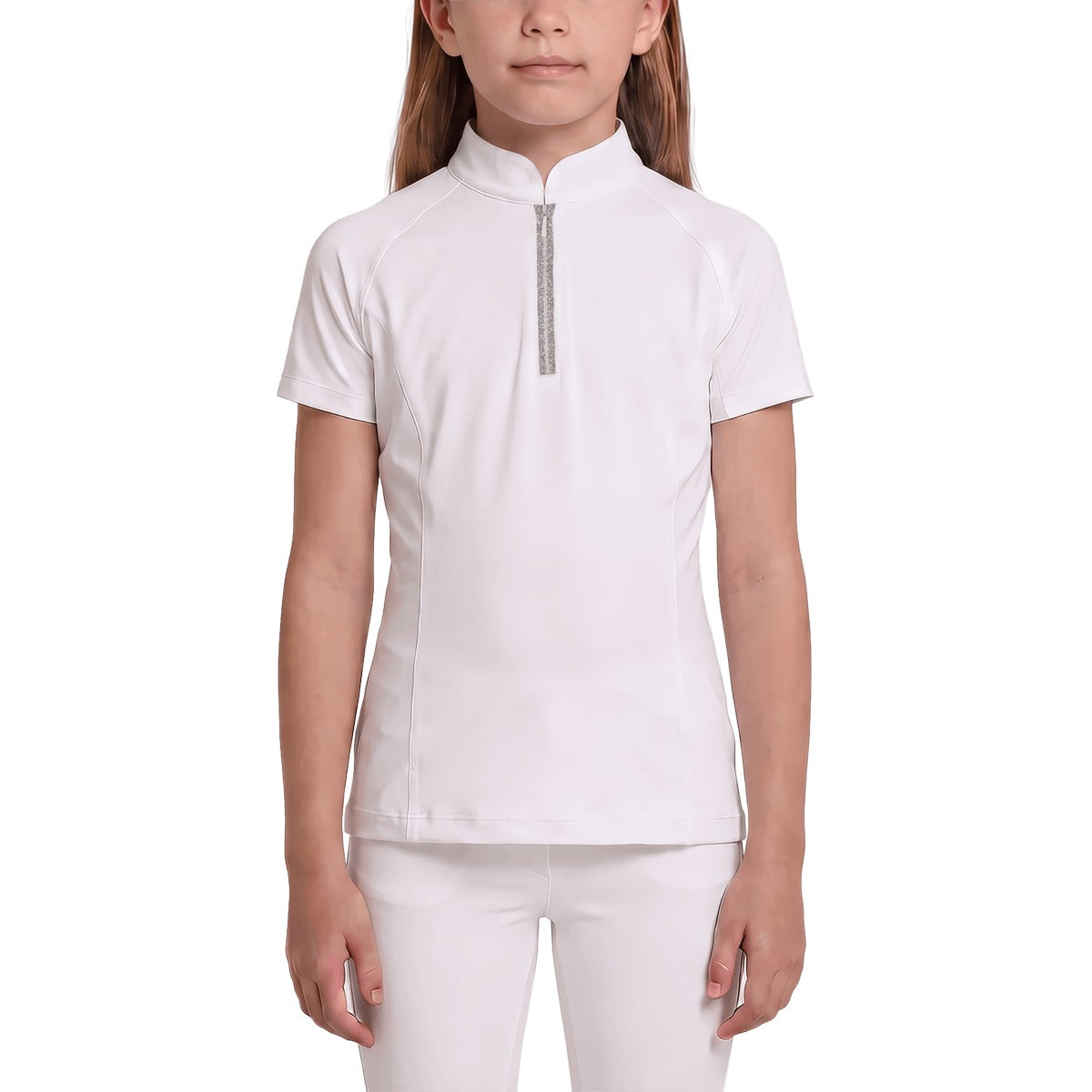 Kentucky Horsewear Show Shirt Girls Classic Short Sleeve Glitter Zipper