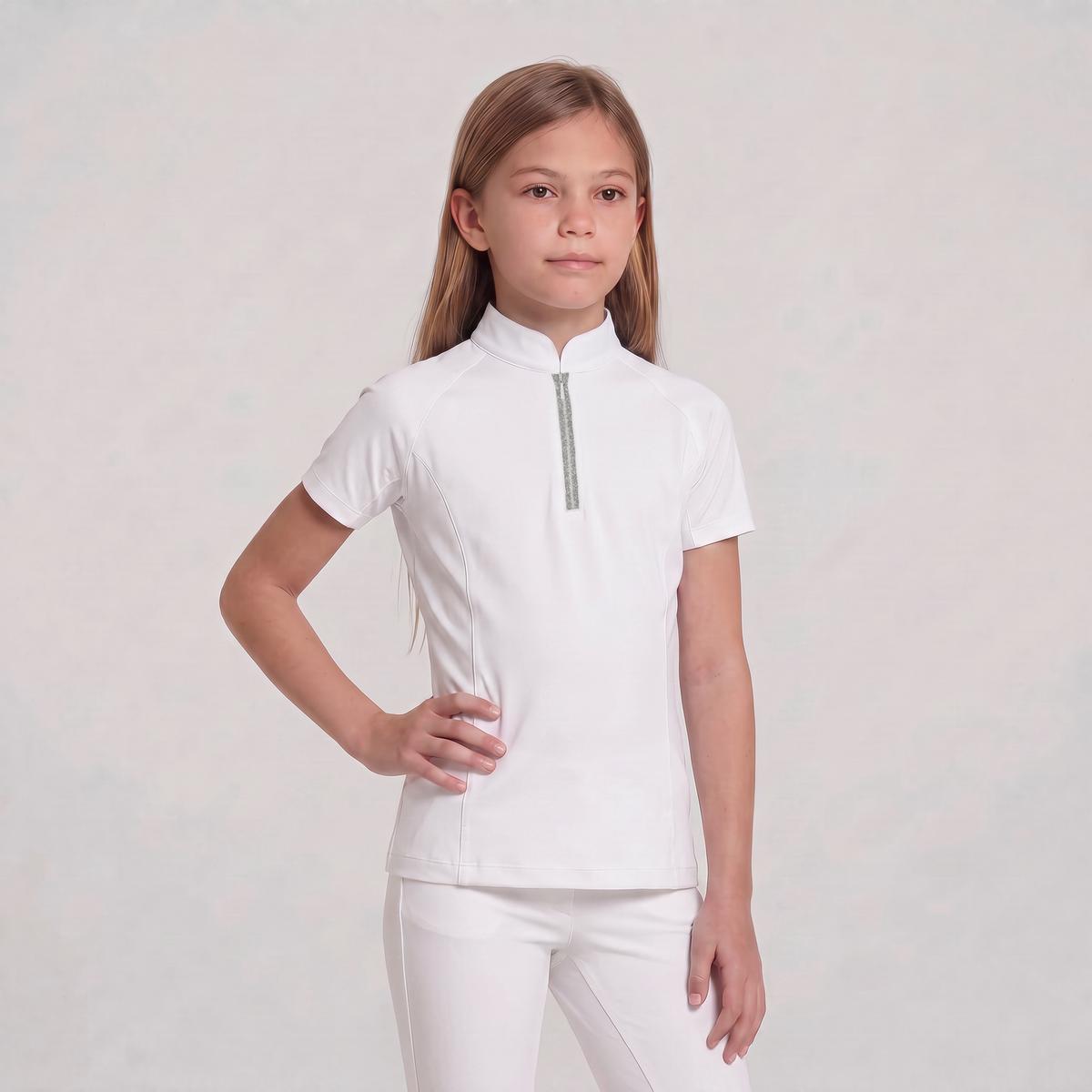 Kentucky Horsewear Show Shirt Girls Classic Short Sleeve Glitter Zipper