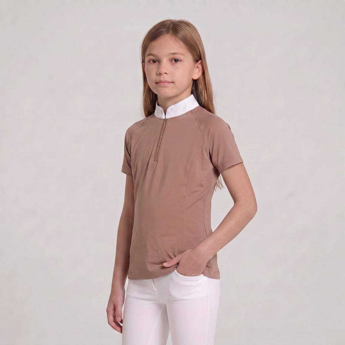 Kentucky Horsewear Show Shirt Girls Classic Short Sleeve Glitter Zipper