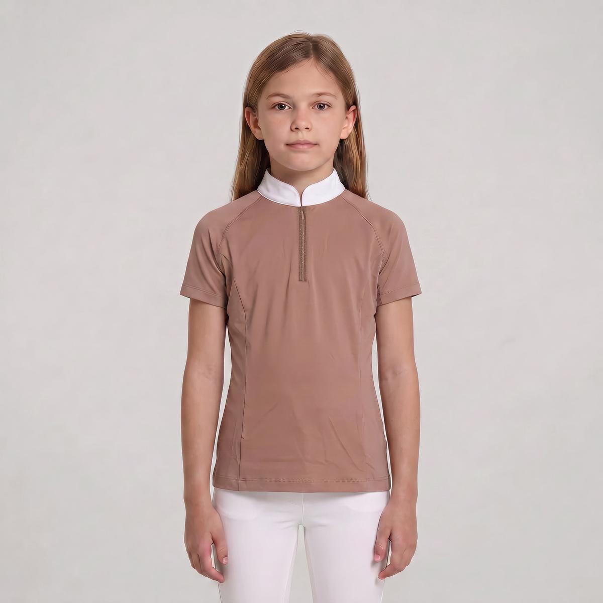 Kentucky Horsewear Show Shirt Girls Classic Short Sleeve Glitter Zipper