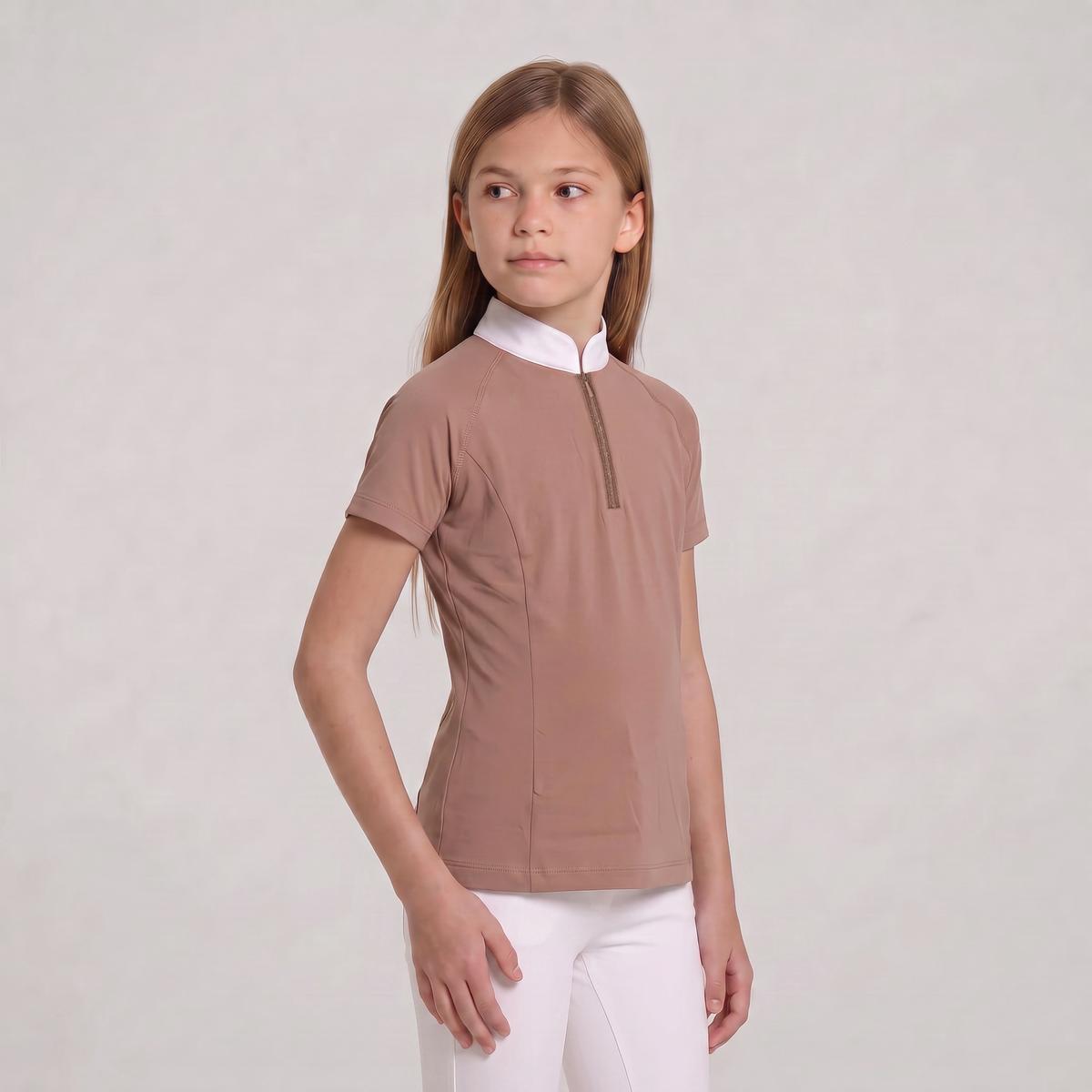 Kentucky Horsewear Show Shirt Girls Classic Short Sleeve Glitter Zipper