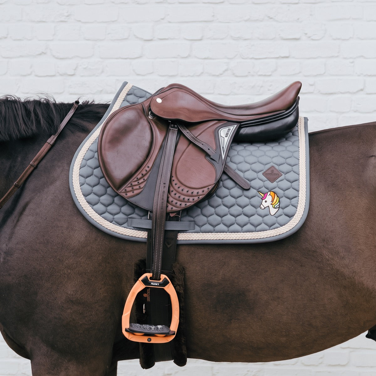 Kentucky Horsewear Saddle Pad with Plaited Cord Unicorn Jumping