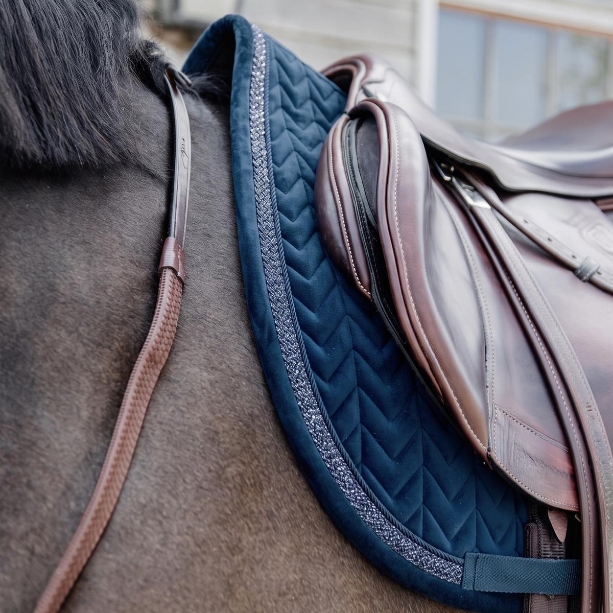 Kentucky Horsewear Saddle Pad Velvet Fishbone Plaited Glitter Rope Show Jumping