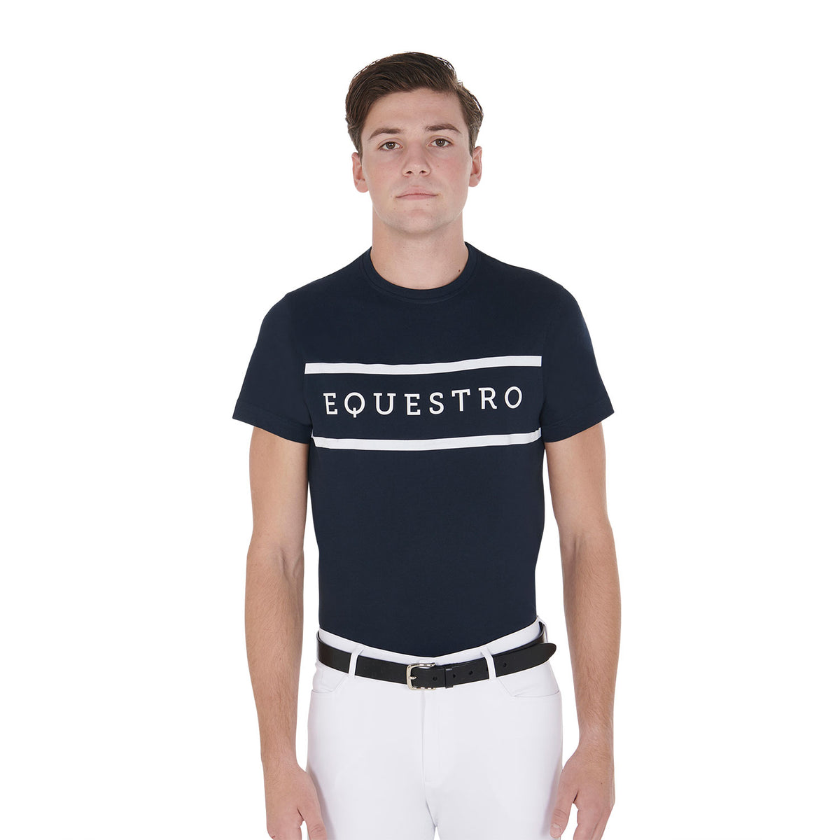 Equestro Men's Slim Fit T-Shirt with Contrasting Lettering