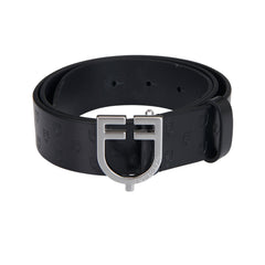 Leather Logo Belt With Logoed Buckle