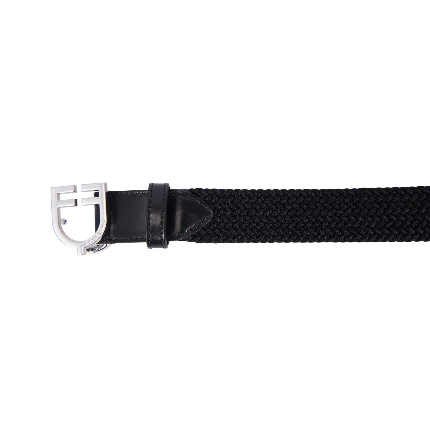 Equestro Leather Elastic belt with Logoed Buckle