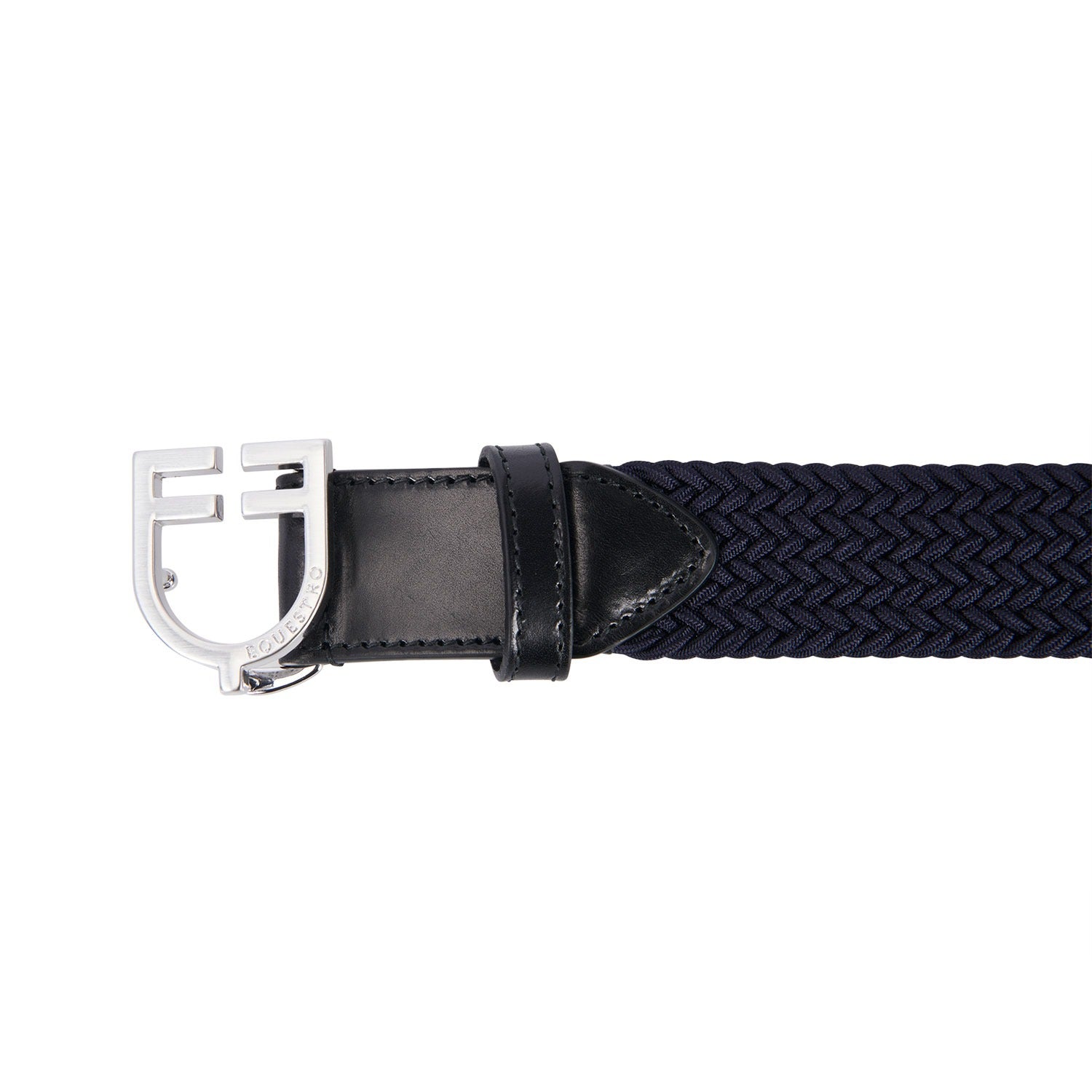 Equestro Leather Elastic belt with Logoed Buckle