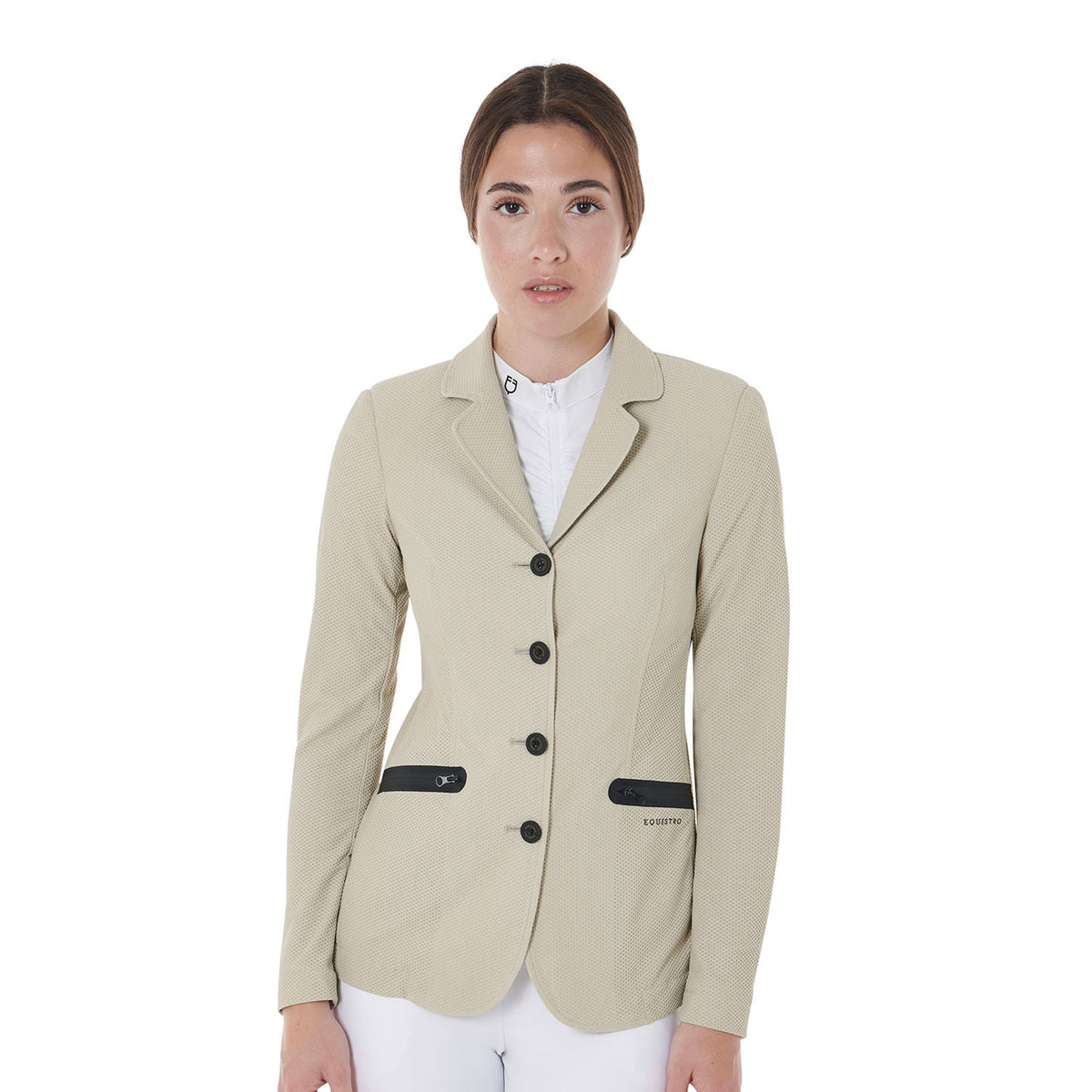 Equestro Women's Competition Jacket Four Buttons Perforated Fabric