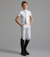 Gando Boys Competition Gel Knee Riding Breeches - White
