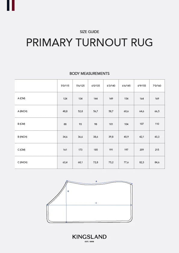 Kingsland Classic Primary Turnout Rug with Detachable Neck, 0g