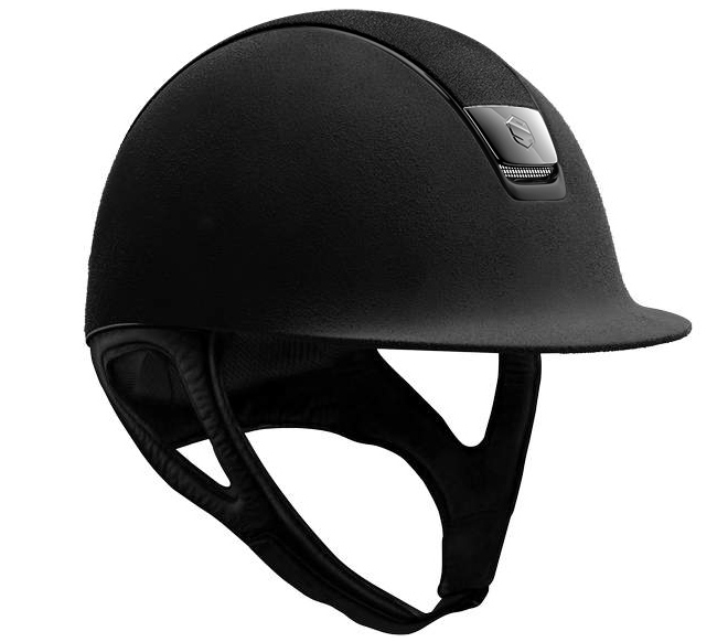 Samshield Shadowmatt Helmet, Black Premium Alcantara Shell and Top, Chrome Black Trim and Blazon