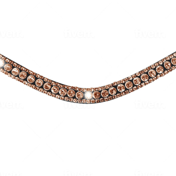 Lumiere Solitaire Crystal Browband in Rose Gold (Black Leather)