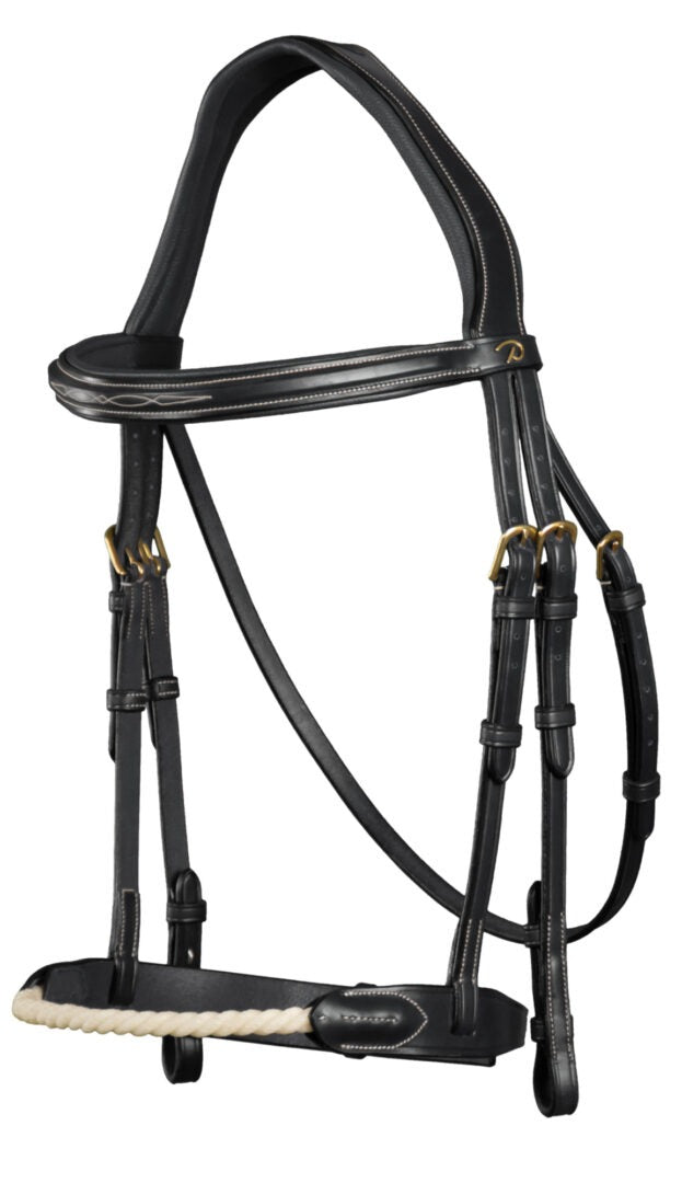 Dy'on D Collection Budle Rope Noseband Bridle & 5/8 Rubber Reins