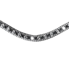 Lumiere Silver Crystal Browband - Black Leather - Micklem style