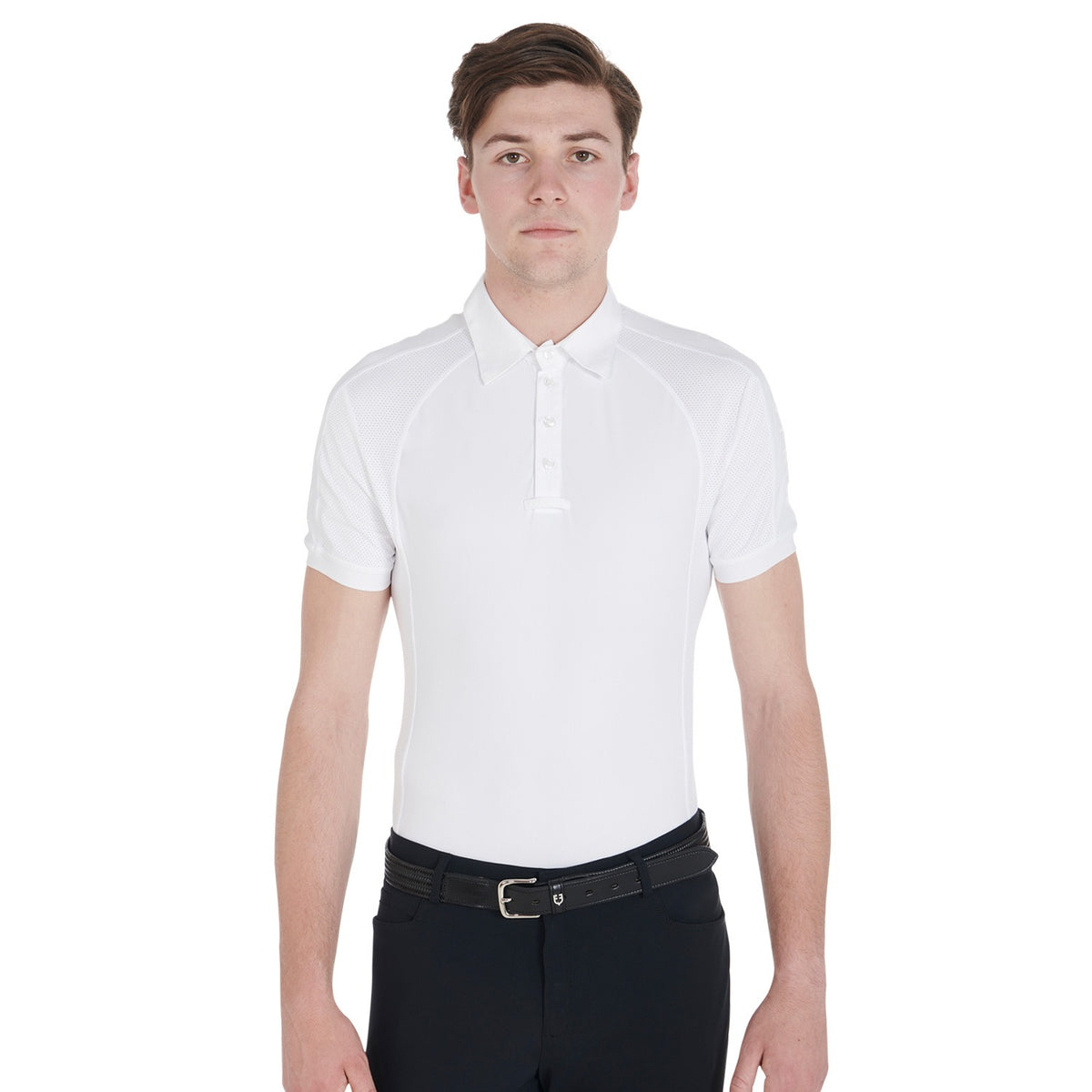 Equestro Men's Slim Fit Competition Polo Shirt W/ 4 Buttons