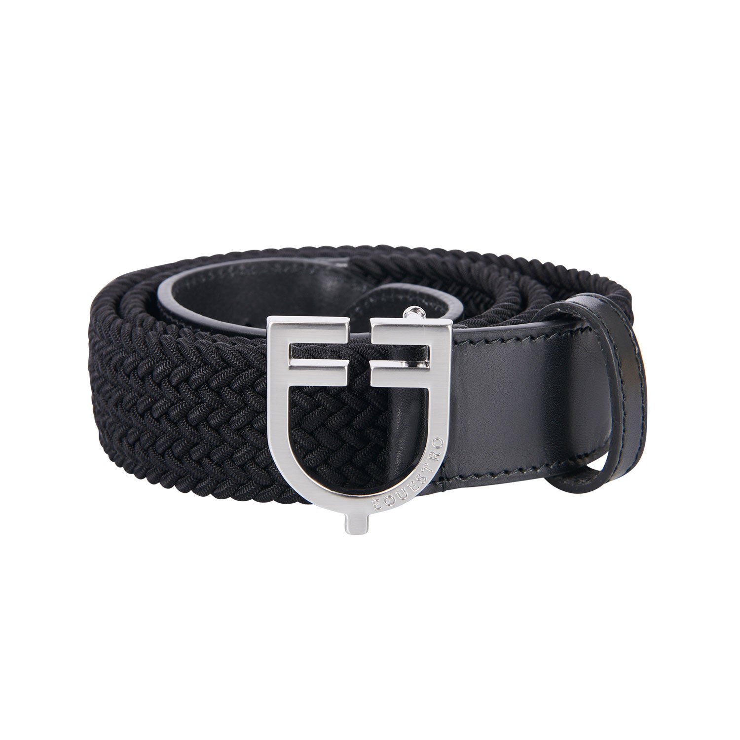 Equestro Leather Elastic belt with Logoed Buckle