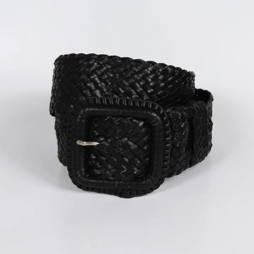 H&H Leather Plaited Belt - Black