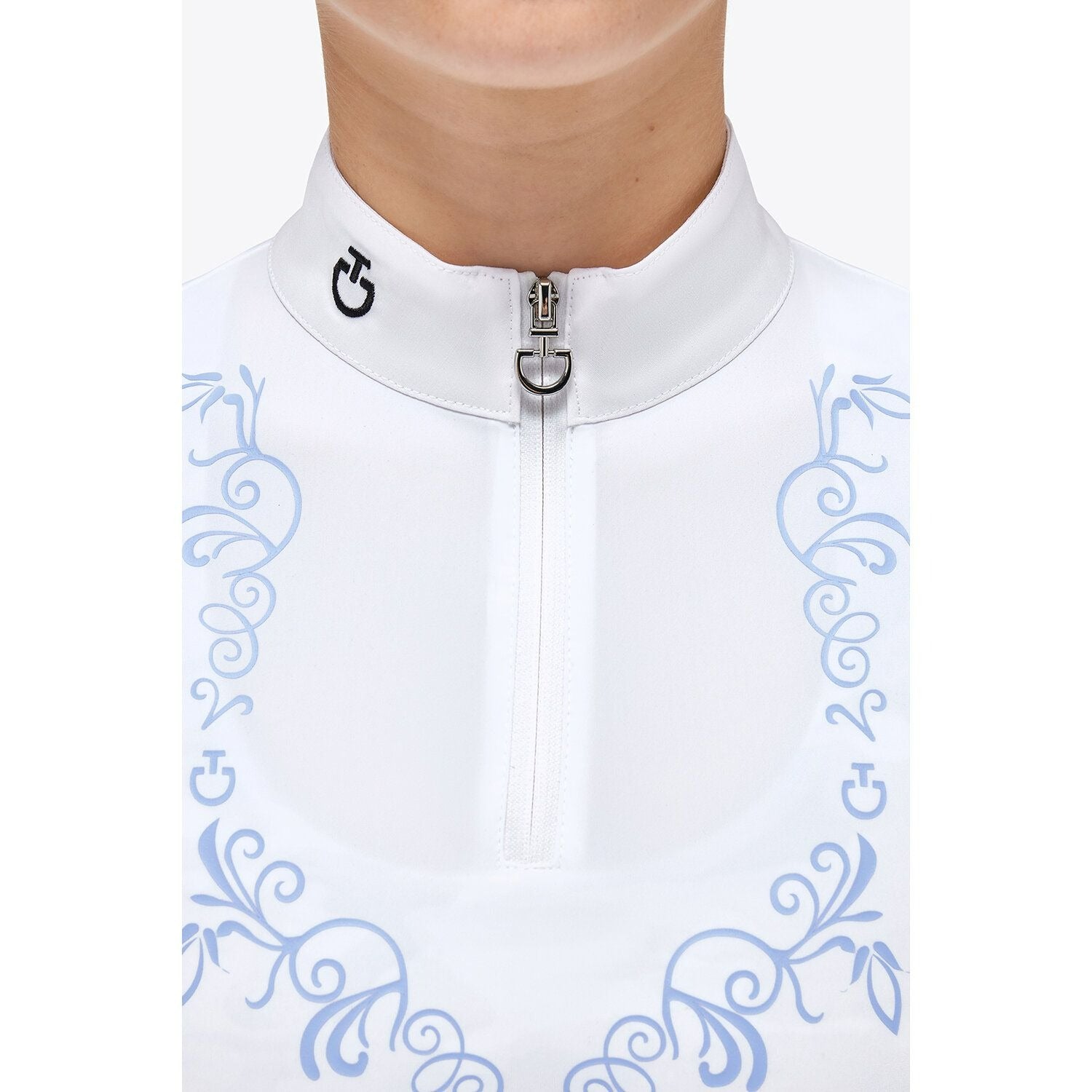 CT Girl's Motif Print Jersey L/S Zip Competition Polo